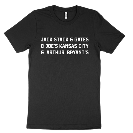 Jack Stack and Gates and Joe's Kansas City and Arthur Bryant's Tee - Black