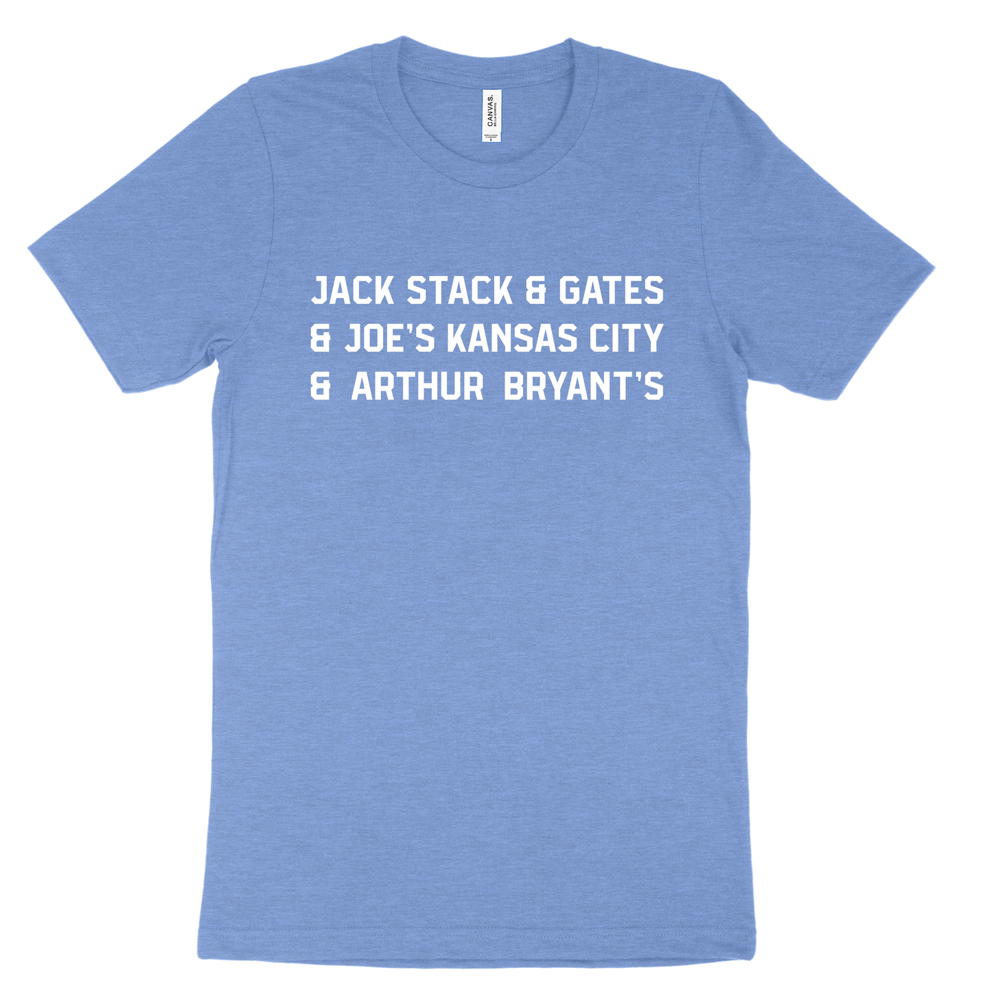 Jack Stack and Gates and Joe's Kansas City and Arthur Bryant's Tee - Blue