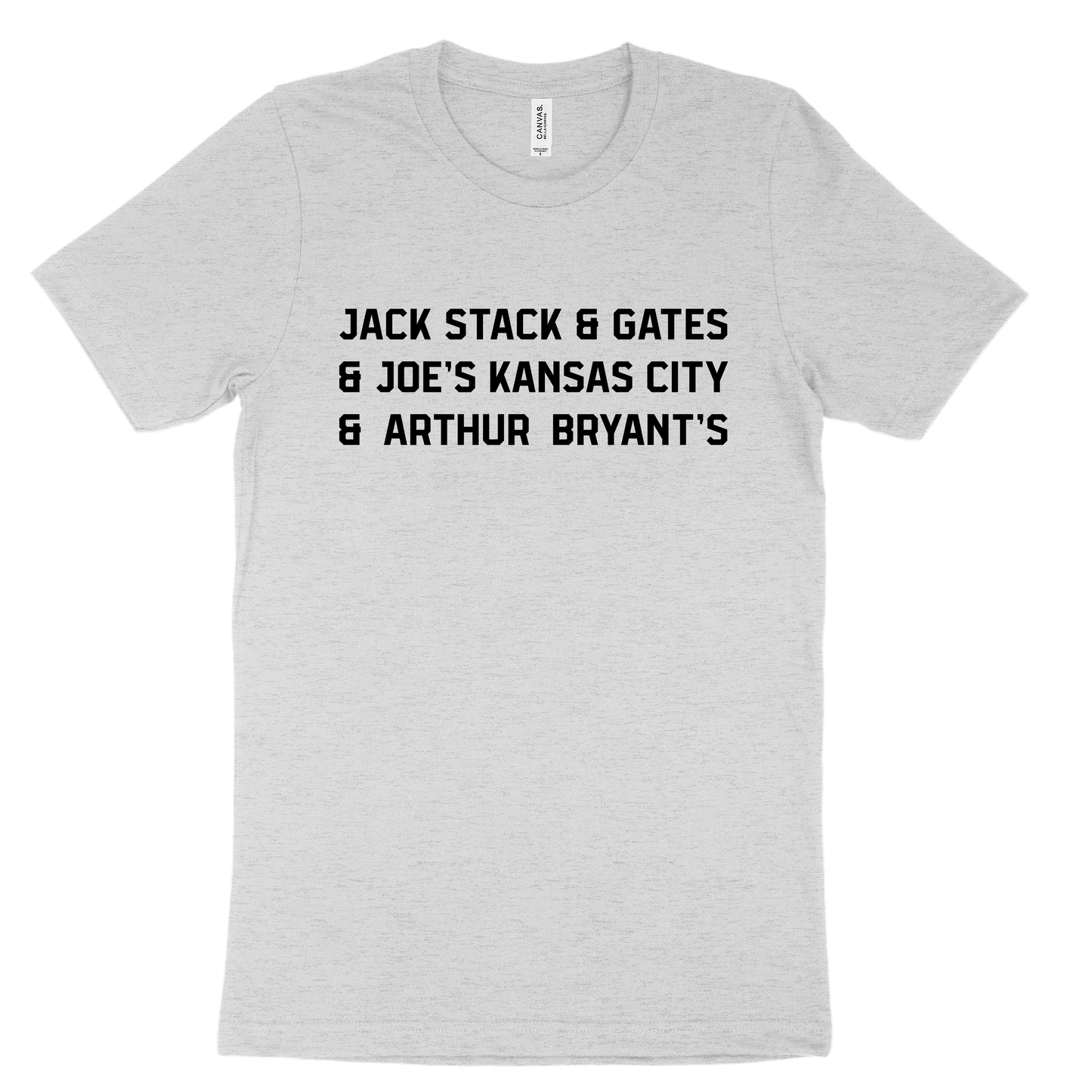 Jack Stack and Gates and Joe's Kansas City and Arthur Bryant's Tee - Grey