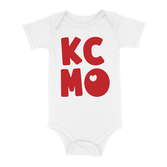 KCMO Baby One Piece | White Red
