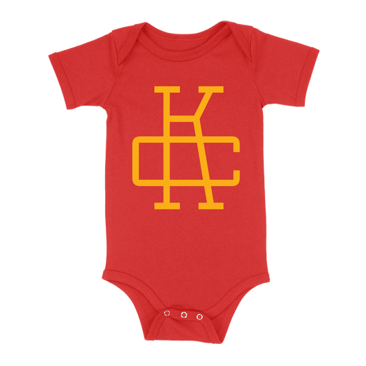 KC Monogram Baby One Piece | Red