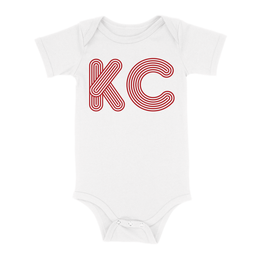 KC Outline Baby One Piece | White Red