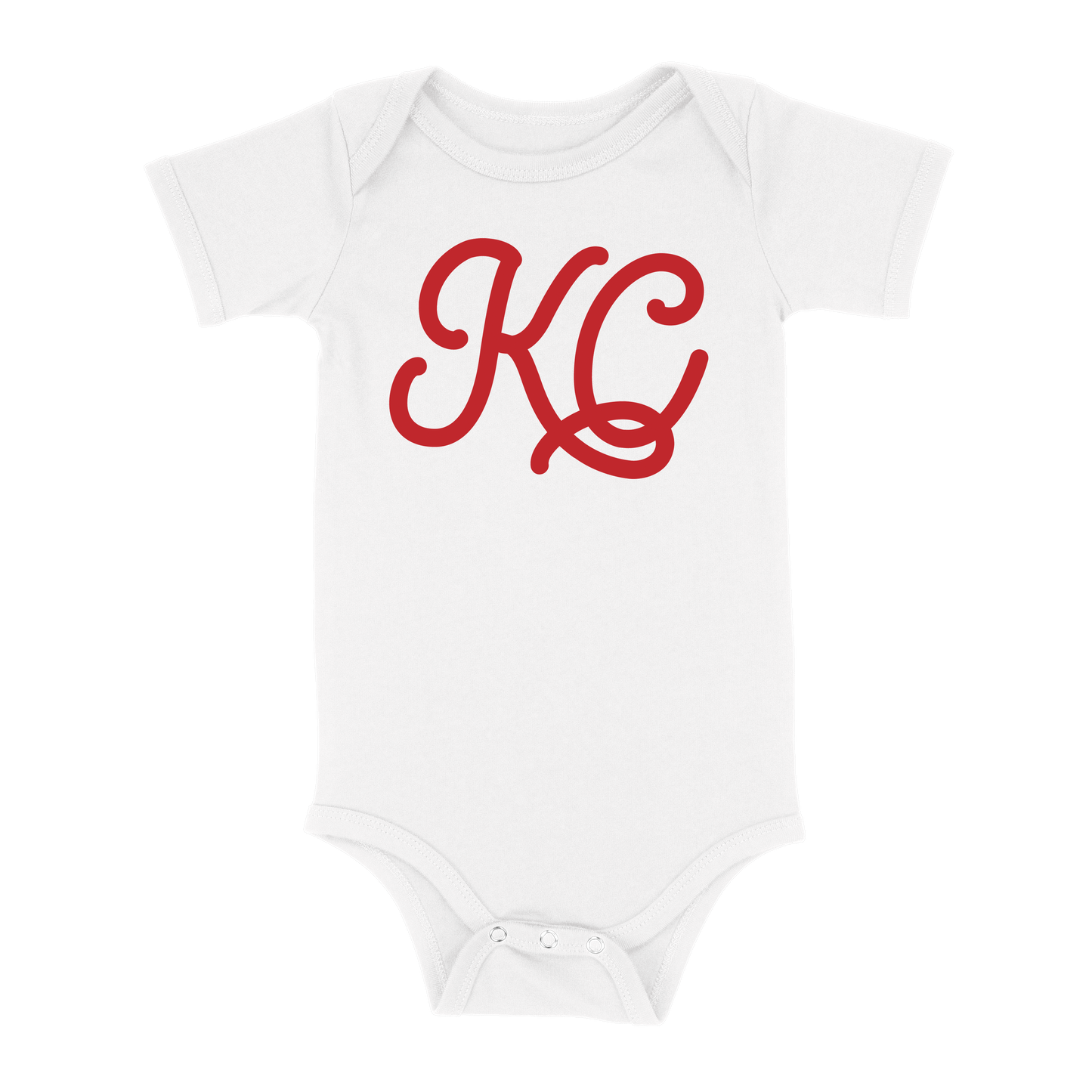 KC Script Baby One Piece | White Red