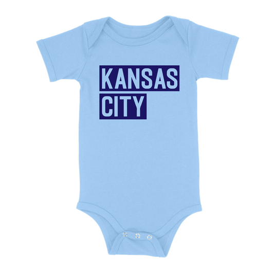 Kansas City Block Baby One Piece | Light Blue