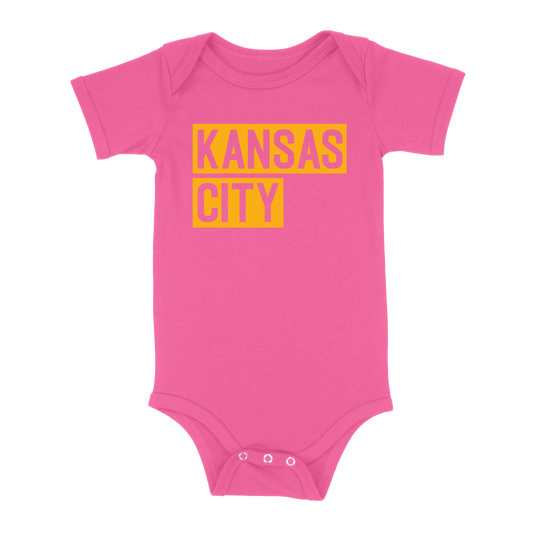 Kansas City Block Baby One Piece | Hot Pink