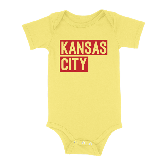 Kansas City Block Baby One Piece | Yellow