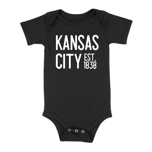 Kansas City EST 1838 Baby One Piece | Black