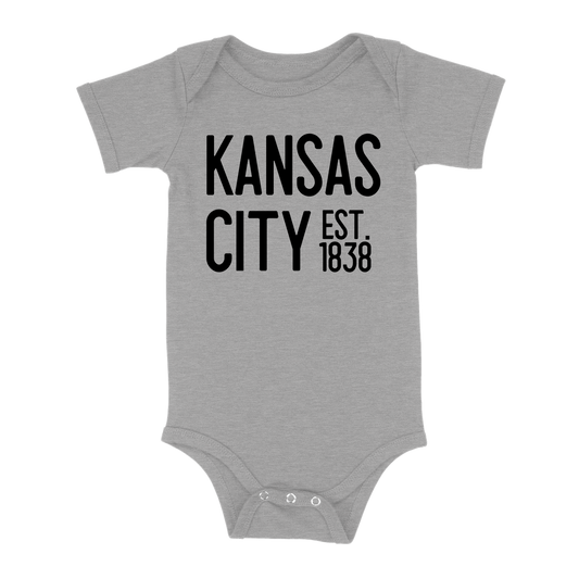 Kansas City EST 1838 Baby One Piece | Grey