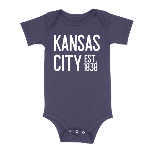 Kansas City EST 1838 Baby One Piece | Navy