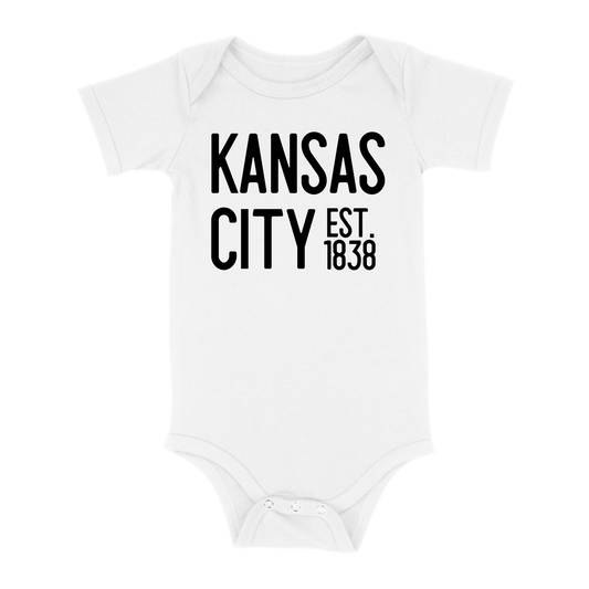 Kansas City EST 1838 Baby One Piece | White Black