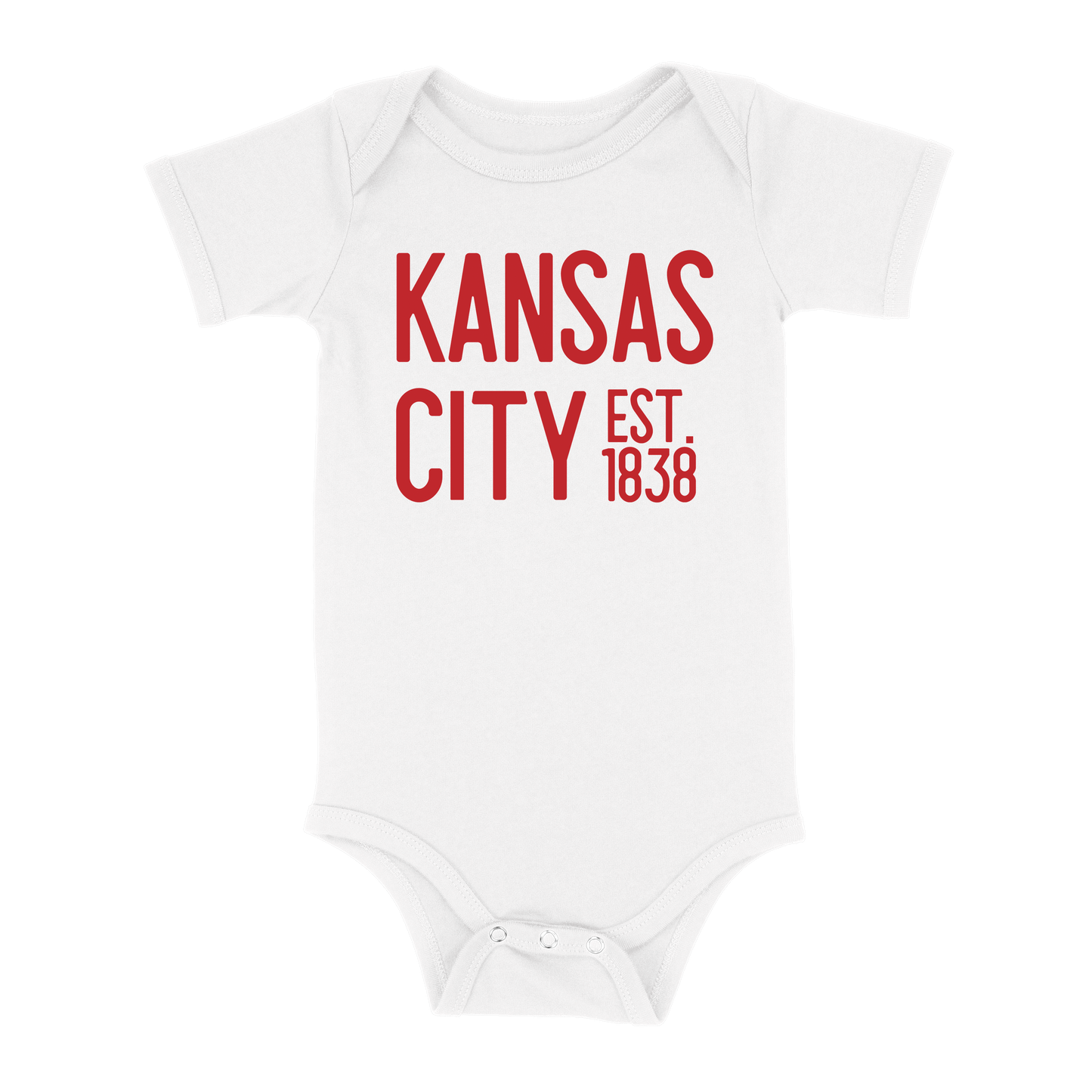 Kansas City EST 1838 Baby One Piece | White Red