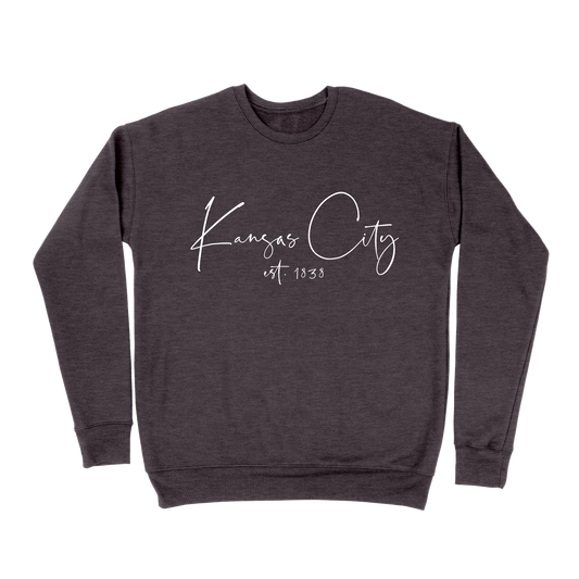 Kansas City EST 1838 Script Sweatshirt - Dark Grey