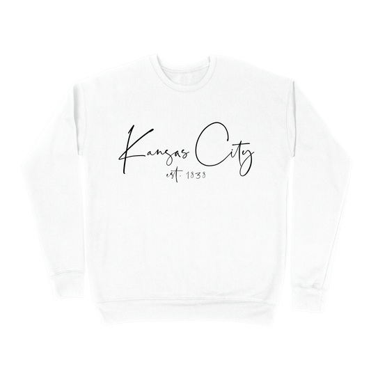 Kansas City EST 1838 Script Sweatshirt - White