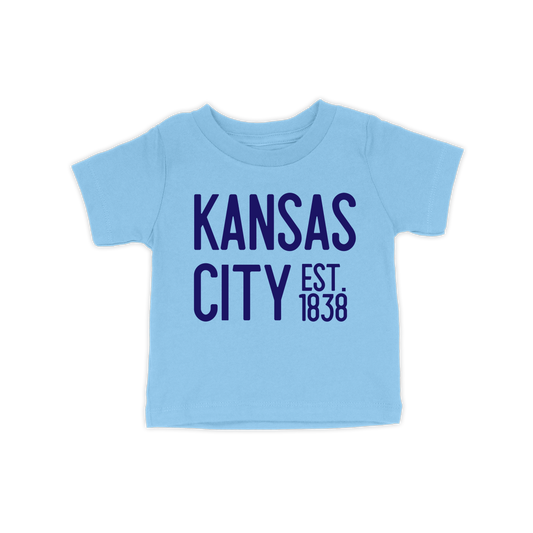 Kansas City EST 1838 Toddler Tee | Light Blue