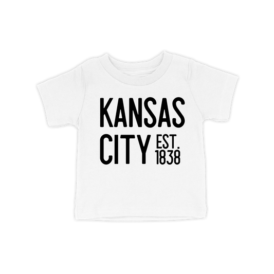 Kansas City EST 1838 Toddler Tee | White Black