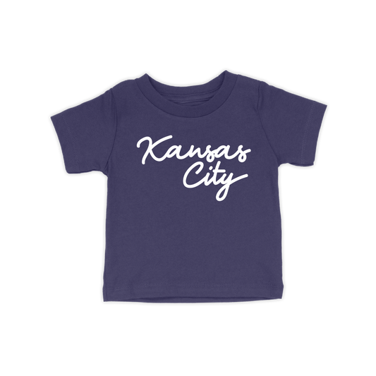 Kansas City Script Toddler Tee | Navy