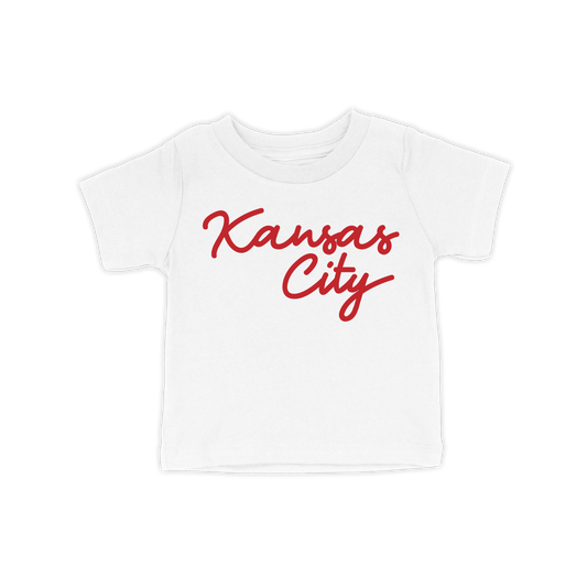 Kansas City Script Toddler Tee | White Red