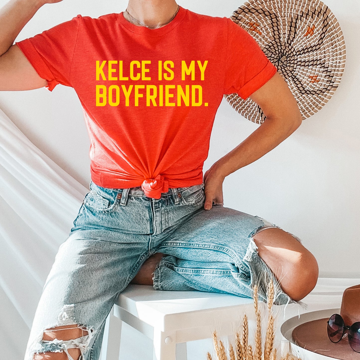 Kelce Is My Boyfriend Tee - Red