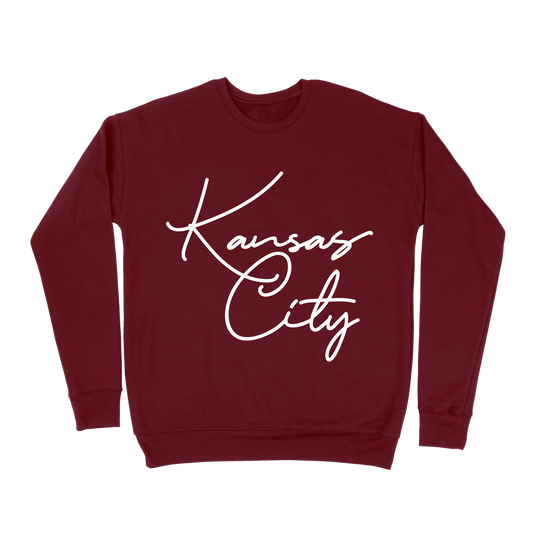 Kansas City Oversized Script Sweatshirt - Maroon