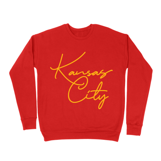 Kansas City Oversized Script Sweatshirt - Red