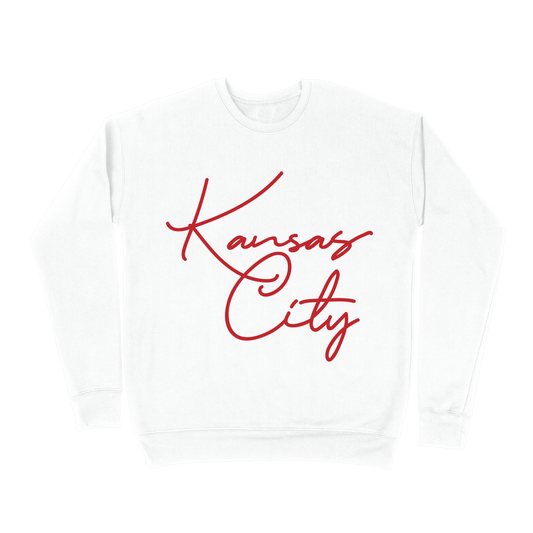 Kansas City Oversized Script Sweatshirt - White